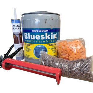 Membrane, blue skin adhesive, liquid waterproofing, sub-drain, back water valves, sump pits/pumps